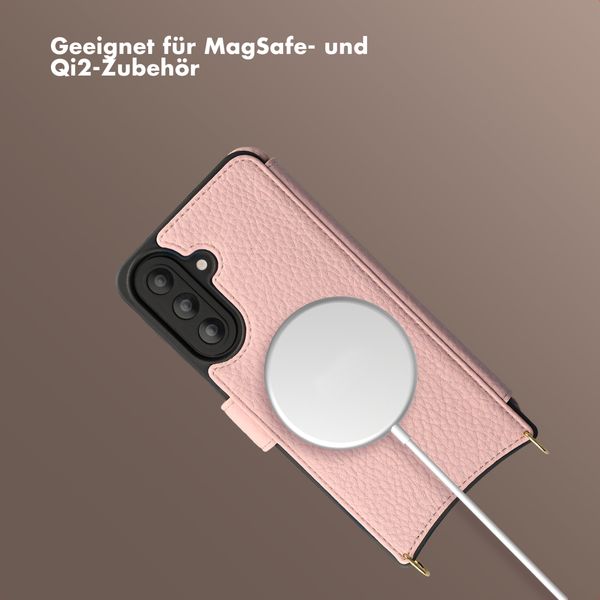 Selencia Riva Bookcase mit MagSafe und Handgelenkband Samsung Galaxy A57 (5G) - Old Pink