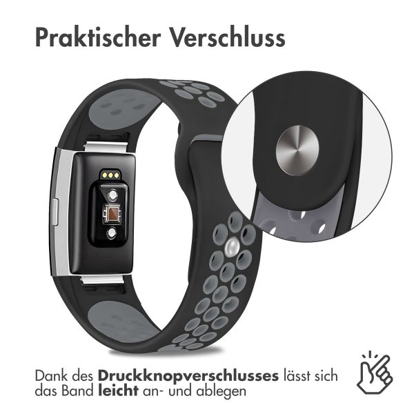 imoshion Silikonband Sport für das Fitbit Charge 2 - Schwarz / Grau