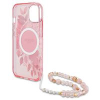 Guess MagSafe IML Flowers Case mit Beads Strap für das iPhone 15 - Pink