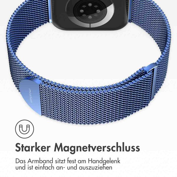 imoshion Mailändische Magnetarmband für die Apple Watch Series 1 bis 9 / SE (38/40/41 mm) | Series 10 (42 mm) - Größe M - Blau