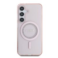 Guess MagSafe IML Strass Hülle Samsung Galaxy S25 - Rosa