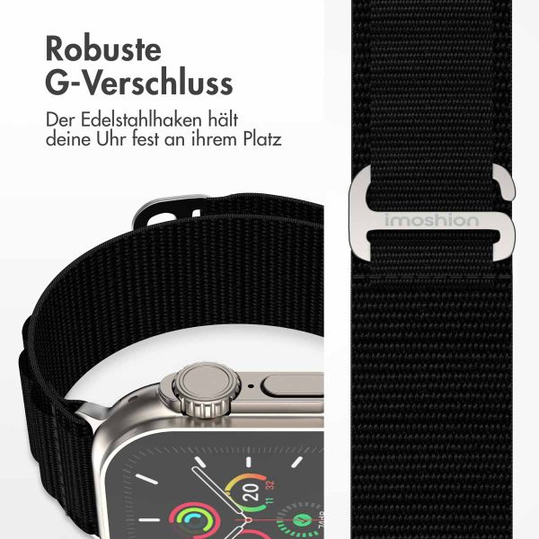 imoshion Nylon Alpine Armband für das  Apple Watch Series 1 t/m 9 / SE (38/40/41 mm) | Series 10 / 11 (42 mm) - Schwarz