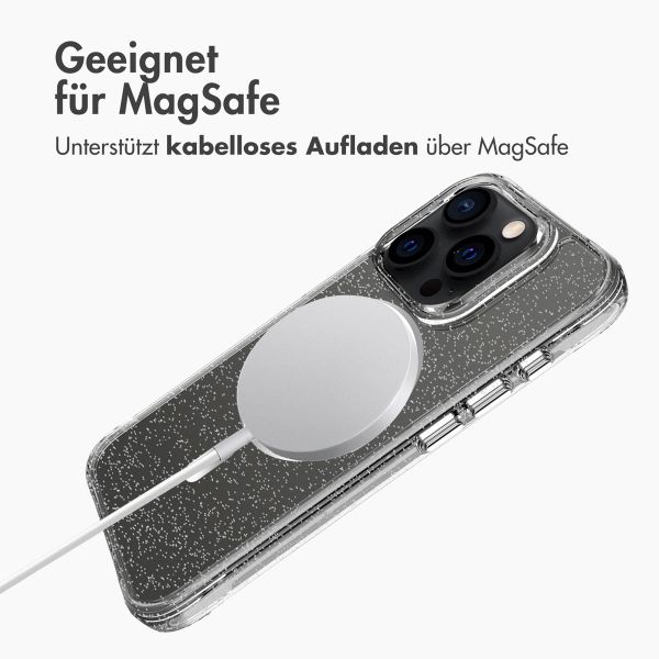 imoshion Glitzer Back Cover mit MagSafe für das iPhone 15 Pro - Silber