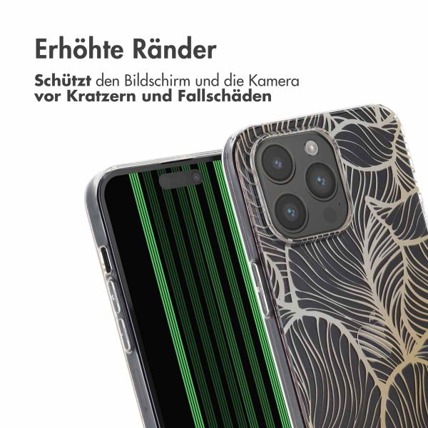 imoshion Design Hülle Apple iPhone 15 Pro Max - Golden Leaves Transparent