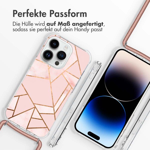 imoshion Design Hülle mit Band für das iPhone 14 Pro - Pink Graphic