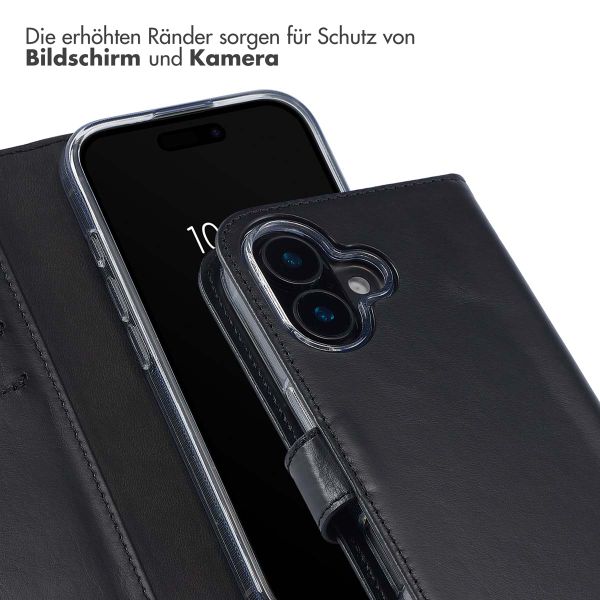 Selencia Echtleder Klapphülle für das iPhone 16 Plus - Schwarz