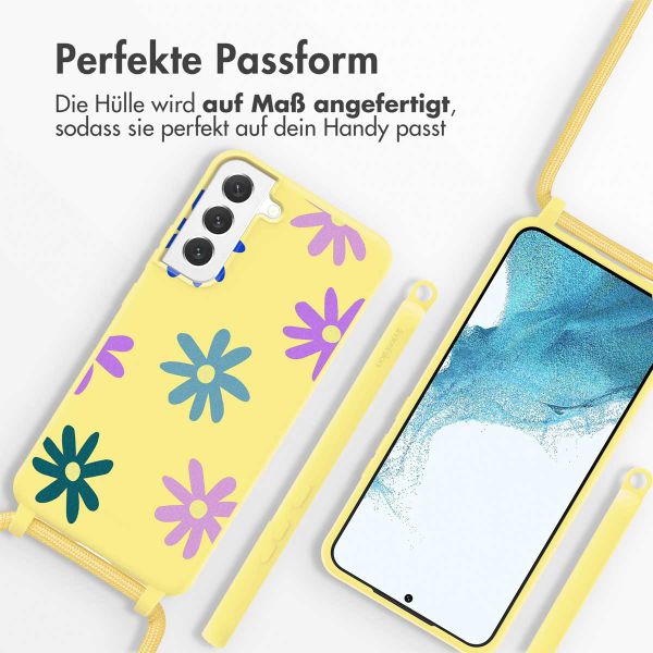 imoshion Silikonhülle design mit Band für das Samsung Galaxy S22 - Yellow Flower Distance