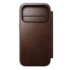 Nomad Modern Horween Leather Folio Bookcase mit MagSafe Apple iPhone 17 Pro - Rustic Brown
