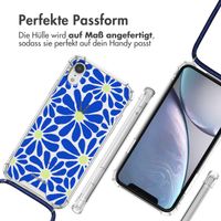 imoshion Design Hülle mit Band für das iPhone Xr - Cobalt Blue Flowers Connect