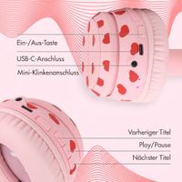 imoshion Kabellose Kinderkopfhörer LED Light - Dezibelbegrenzer - Mit AUX-Kabel - Herzchen