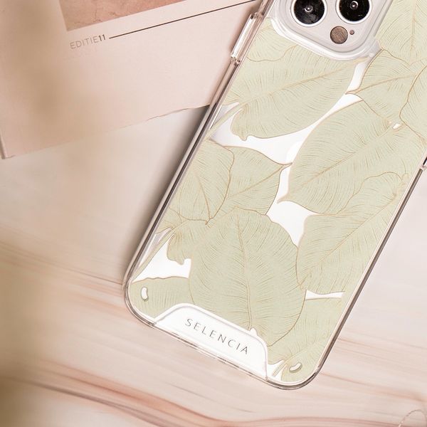Selencia Zarya Fashion-Backcover mit zuverlässigem Schutz Apple iPhone SE (2022 / 2020) / 8 / 7 / 6(s) - Gold Green Botanic