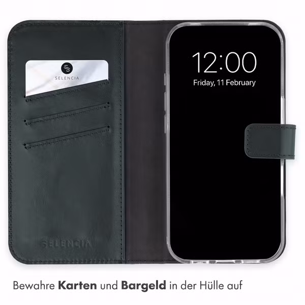 Selencia Echtleder Klapphülle Apple iPhone 18 Pro / 17 Pro - Grün