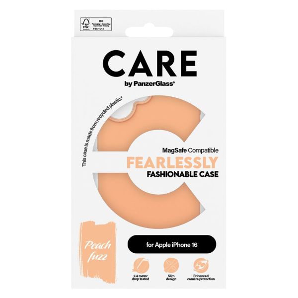 CARE by PanzerGlass Fashion Back Cover MagSafe für das iPhone 16 - Peachy