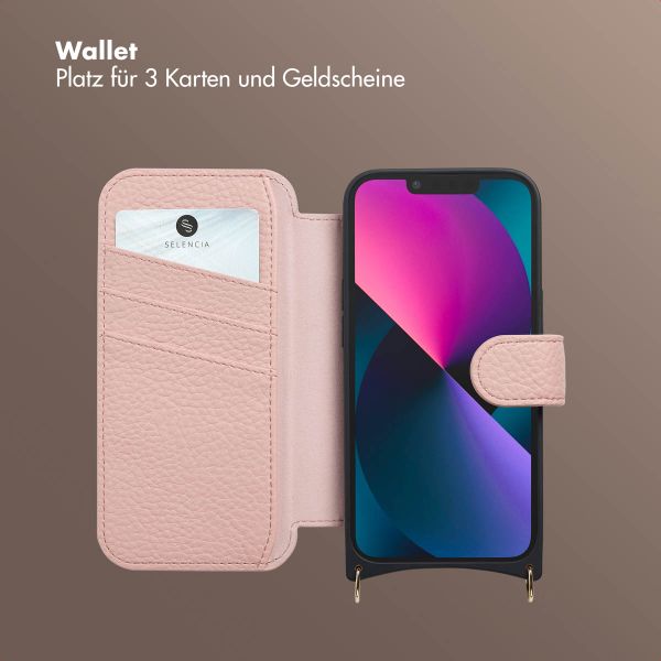 Selencia Riva Bookcase mit MagSafe und Handgelenkband Apple iPhone 14 / 13 - Old Pink