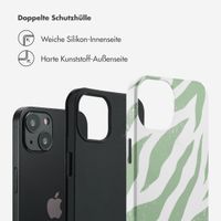 Selencia Vivid Tough Back Cover für das iPhone 13 - Colorful Zebra Sage Green