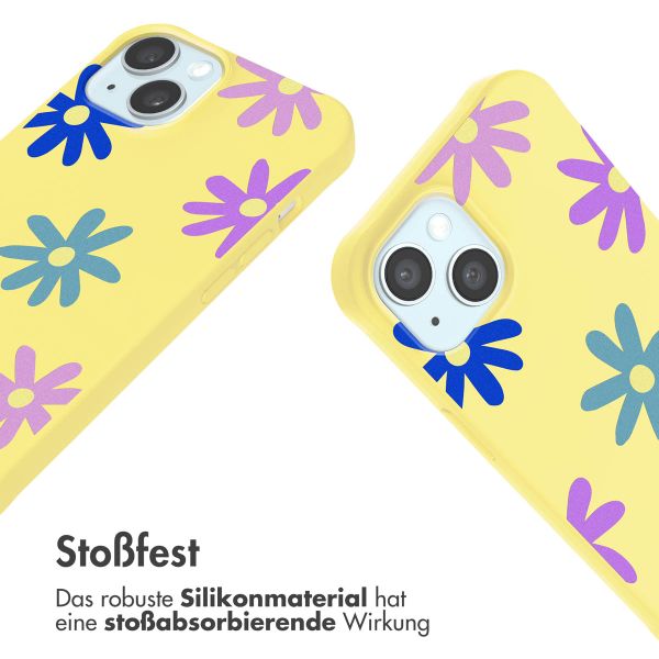 imoshion SilikonHülle design mit Band Apple iPhone 15 - Yellow Flower Distance