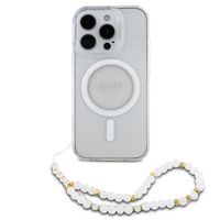 Guess MagSafe IML Glitter Case mit Beads Strap Apple iPhone 16 Pro Max - Transparent