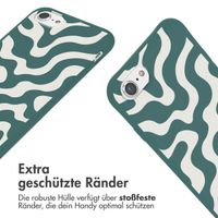 imoshion Silikonhülle design mit Band für das iPhone SE (2022 / 2020) / 8 / 7 - Petrol Green Groovy