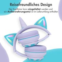 imoshion Kabellose Kinderkopfhörer Unicorn LED Light - Dezibelbegrenzer - Mit AUX-Kabel - Lavender Lilac / Soft Blue