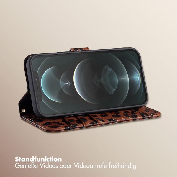 Selencia Sabi Klapphülle mit Leopardenmuster Apple iPhone 12 (Pro) - Mocha Brown