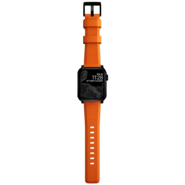 Nomad Robustes Armband FKM für die Apple Watch Series 1 bis 10 / SE / Ultra (2) (44/45/46/49 mm) - Schwarz/Orange