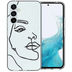 imoshion Design Hülle für das Samsung Galaxy A54 (5G) - Abstraktes Gesicht - Weiß / Schwarz