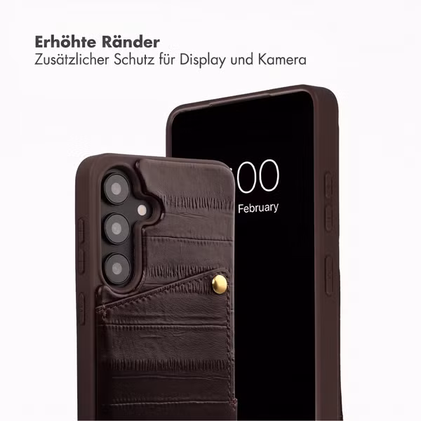 Selencia Nova Echtleder Backcover mit Kartenhalter Samsung Galaxy S25 - Dark Chocolate