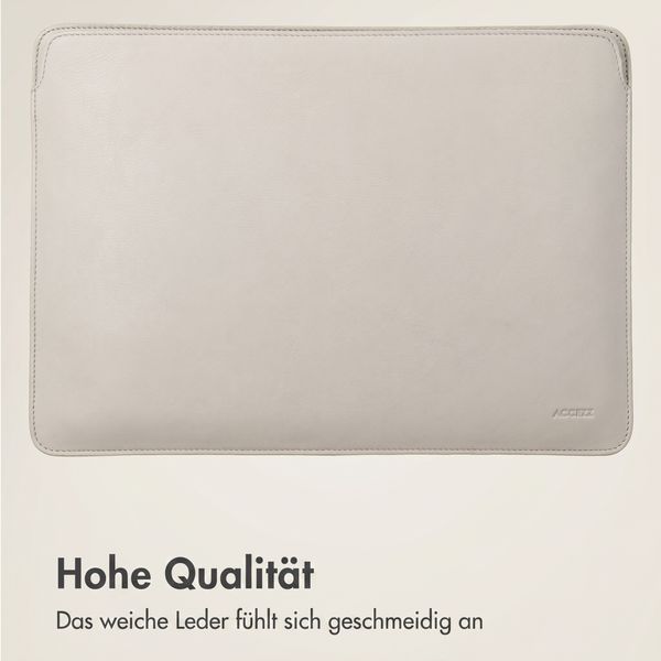 Accezz Leather Laptop Hülle Apple MacBook 16 Zoll - Laptop Sleeve - Beige