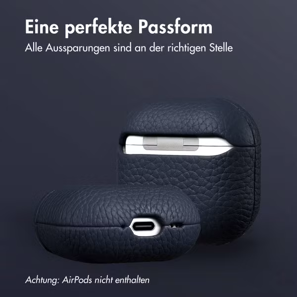 Accezz Echtes Leder Case Apple AirPods 4 - Dunkelblau