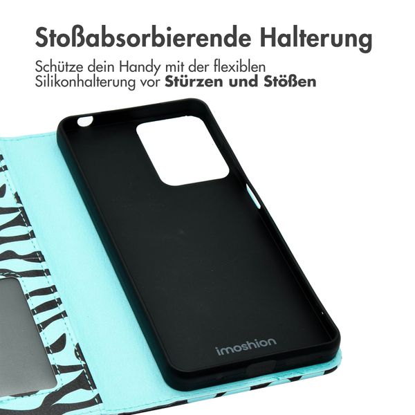 imoshion Design Klapphülle Motorola Moto G04 / G24 - Black Blue Stripes