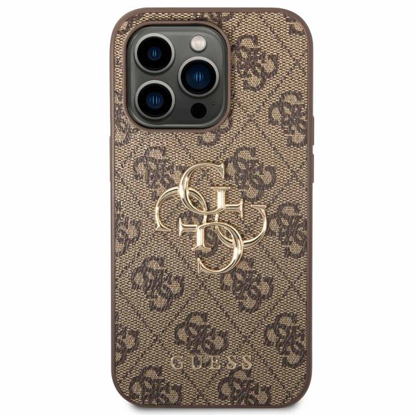 Guess 4G Metal Logo Back Cover Apple iPhone 15 Pro - Braun
