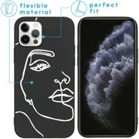 imoshion Design Hülle iPhone 12 (Pro) - Abstraktes Gesicht - Weiß