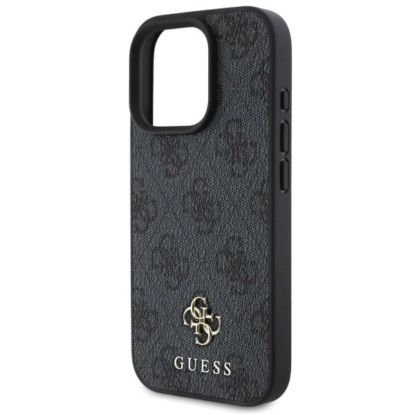 Guess 4G Metal Logo Back Cover MagSafe für das iPhone 16 Pro Max - Schwarz