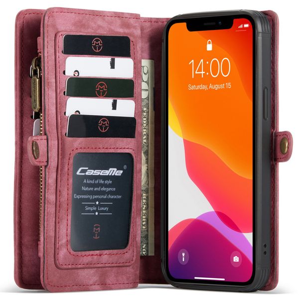 CaseMe Luxuriöse 2-in-1-Portemonnaie-Klapphülle Leder iPhone 12 (Pro)