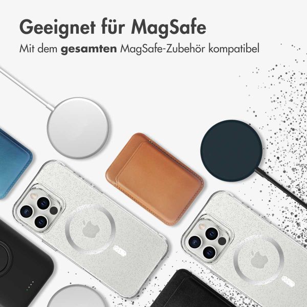 imoshion Klare Glitter Backcover mit MagSafe Apple iPhone 16 Pro - Silber
