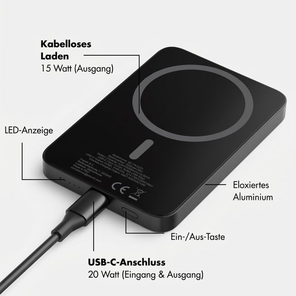 Selencia Vivid Powerbank 5.000 mAh - MagSafe und Qi - Black / Wavy Baby Sorbet