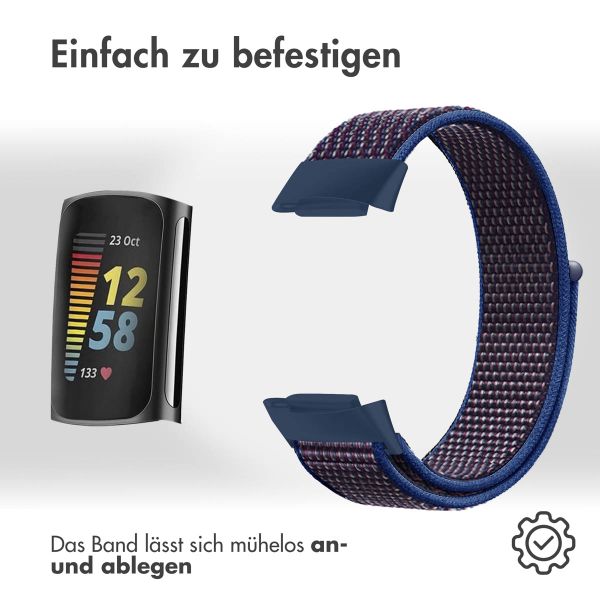 imoshion Nylonarmband für das  Fitbit Charge 5 - Größe S - Blau