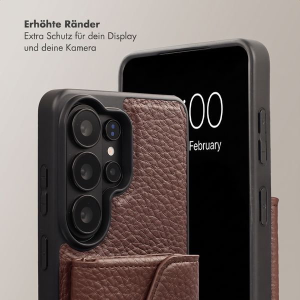 Selencia Sera HandyHülle mit Kordel und Umschlag-Kartenhalter Samsung Galaxy S26 Ultra - Chocolate Brown