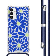 imoshion Design Hülle mit Band Samsung Galaxy A13 (5G) - Cobalt Blue Flowers Connect