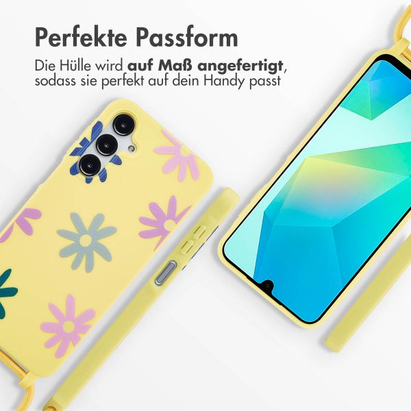 imoshion Silikonhülle design mit Band für das Samsung Galaxy A16 5G - Yellow Flower Distance