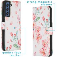 imoshion Design TPU Klapphülle Samsung Galaxy S21 FE - Blossom Watercolor White