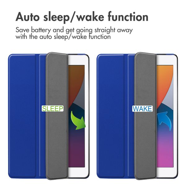 imoshion Trifold Klapphülle Apple iPad 9 (2021) 10.2 Zoll / iPad 8 (2020) 10.2 Zoll / iPad 7 (2019) 10.2 Zoll - Cobalt Blue