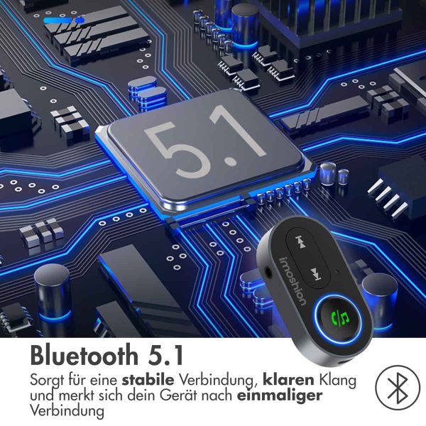 imoshion Bluetooth Adapter Auto - Bluetooth 5.1-Empfänger - 3,5 mm Jack / AUX - Schwarz