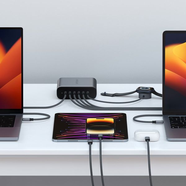 Satechi USB-C 6-Port 200 Watt GaN-Ladegerät | Tischladegerät - Space Grau