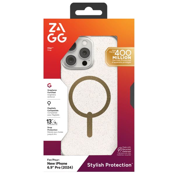 ZAGG Milan Snap Case mit MagSafe für das iPhone 16 Pro Max - Gold Glitter