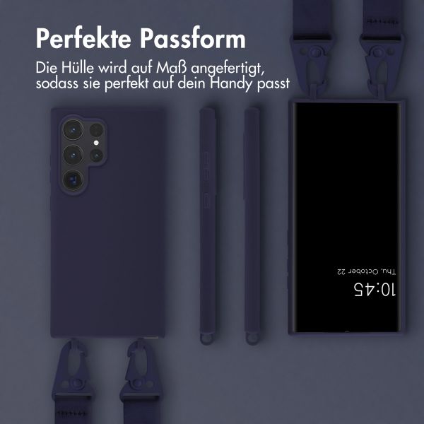 Selencia SilikonHülle mit abnehmbarem Band Samsung Galaxy S24 Ultra - Dunkelblau