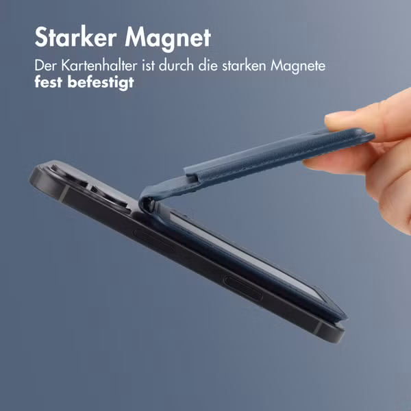 Accezz Magnetische Leder-Wallet mit Standfunktion - Geeignet für Apple Find My - Nightfall Blue