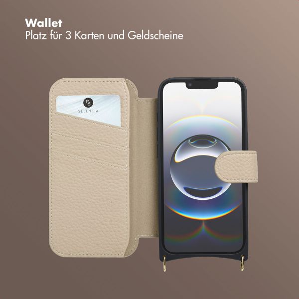 Selencia Riva Bookcase mit MagSafe und Handgelenkband Apple iPhone 16e - Beige