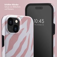 Selencia Vivid Tough Back Cover für das iPhone 15  - Colorful Zebra Old Pink