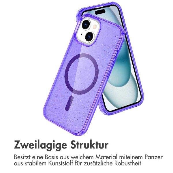 imoshion Sparkle Back Cover mit MagSafe Apple iPhone 15 - Glitzer Violett